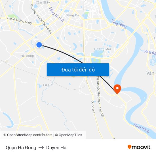 Quận Hà Đông to Duyên Hà map