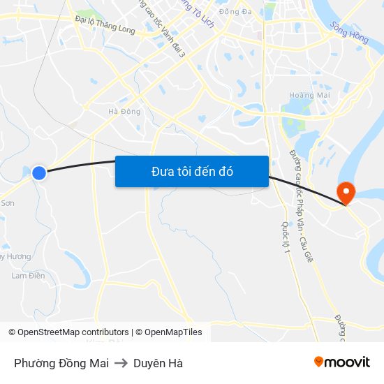 Phường Đồng Mai to Duyên Hà map