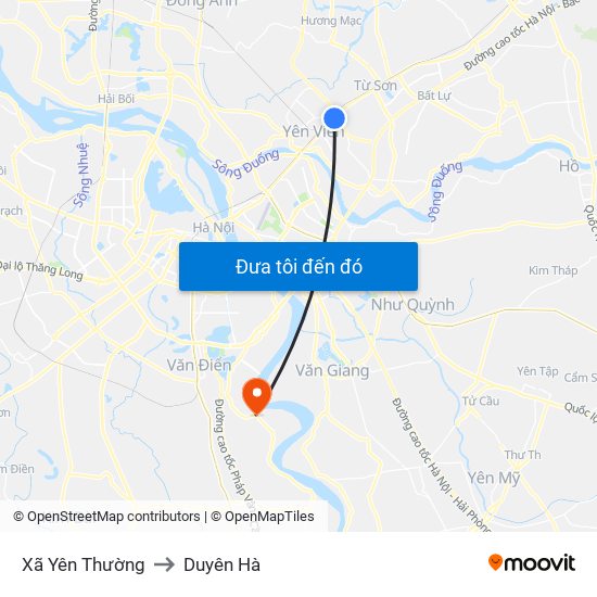 Xã Yên Thường to Duyên Hà map