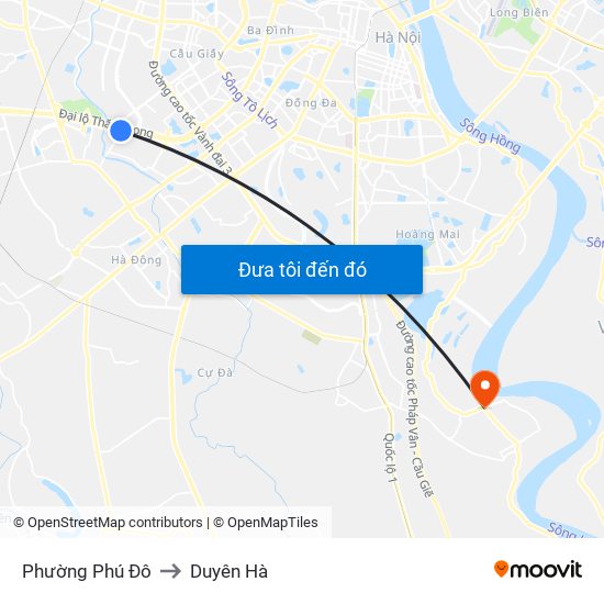 Phường Phú Đô to Duyên Hà map