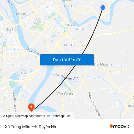 Xã Trung Mầu to Duyên Hà map