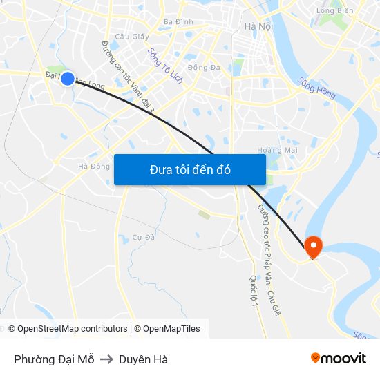 Phường Đại Mỗ to Duyên Hà map