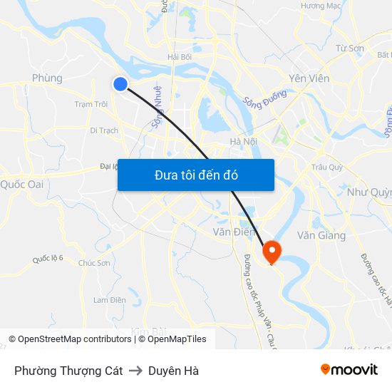 Phường Thượng Cát to Duyên Hà map