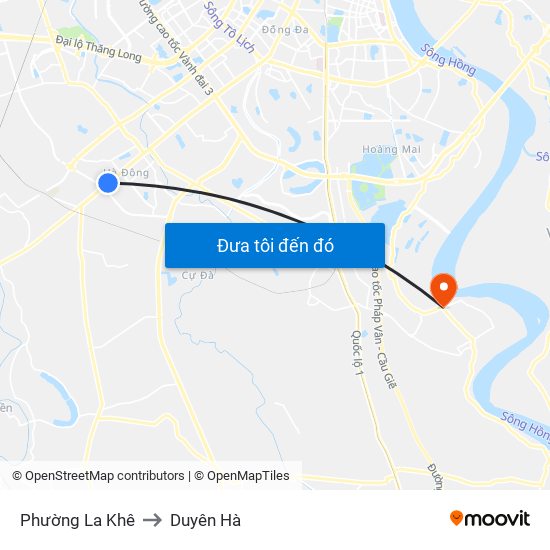 Phường La Khê to Duyên Hà map