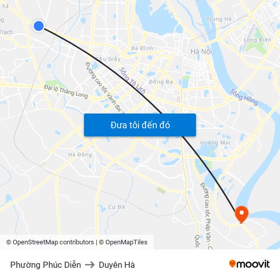 Phường Phúc Diễn to Duyên Hà map