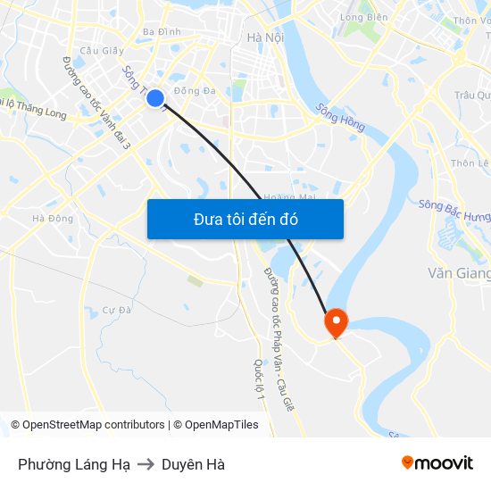 Phường Láng Hạ to Duyên Hà map