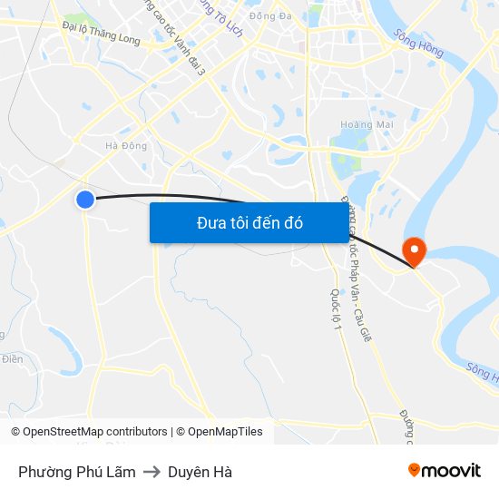 Phường Phú Lãm to Duyên Hà map