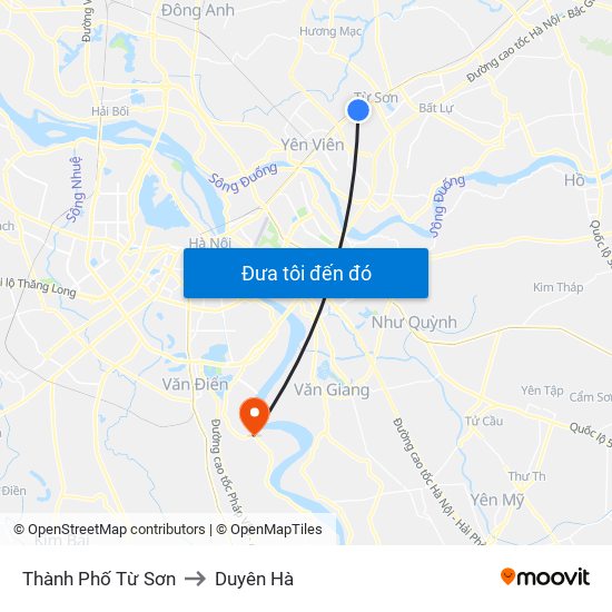 Thành Phố Từ Sơn to Duyên Hà map