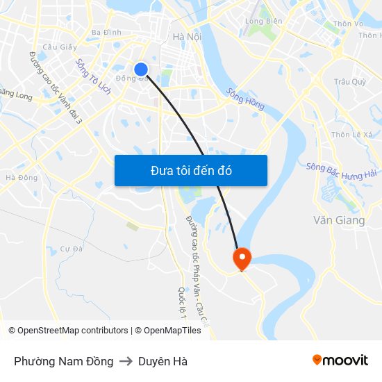 Phường Nam Đồng to Duyên Hà map