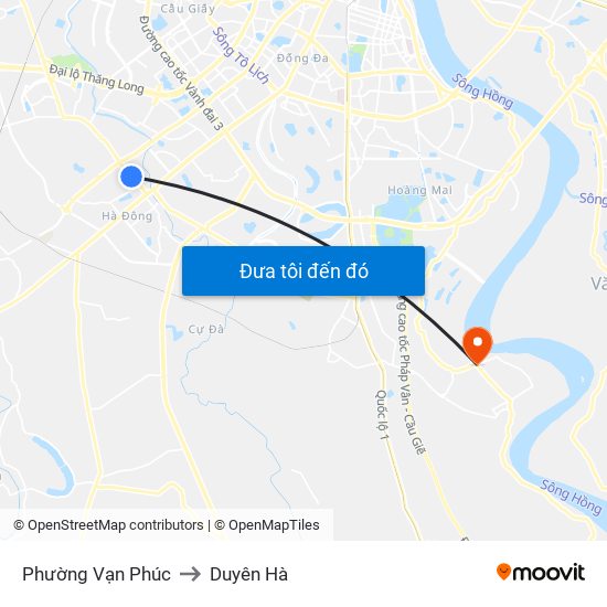 Phường Vạn Phúc to Duyên Hà map