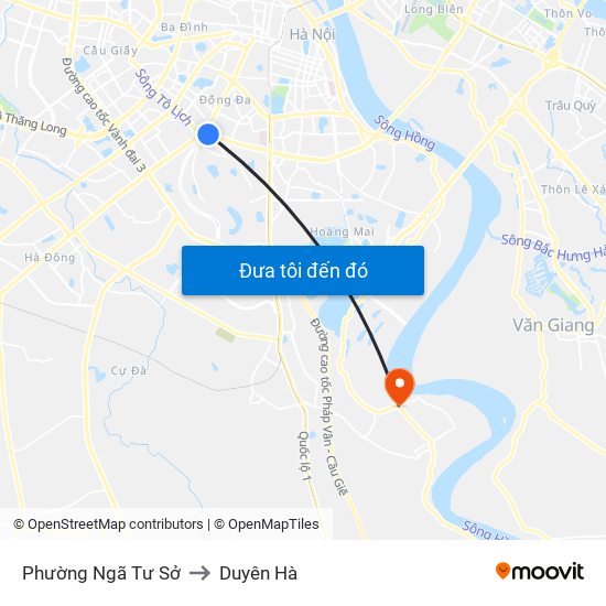 Phường Ngã Tư Sở to Duyên Hà map