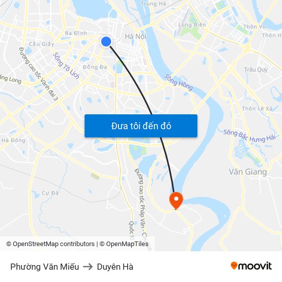 Phường Văn Miếu to Duyên Hà map