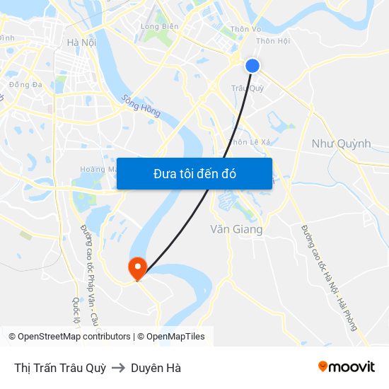 Thị Trấn Trâu Quỳ to Duyên Hà map