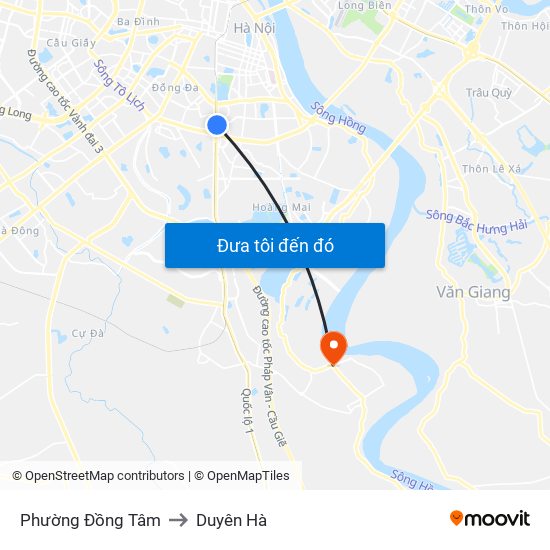 Phường Đồng Tâm to Duyên Hà map
