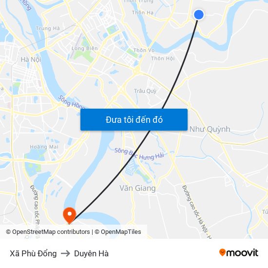 Xã Phù Đổng to Duyên Hà map