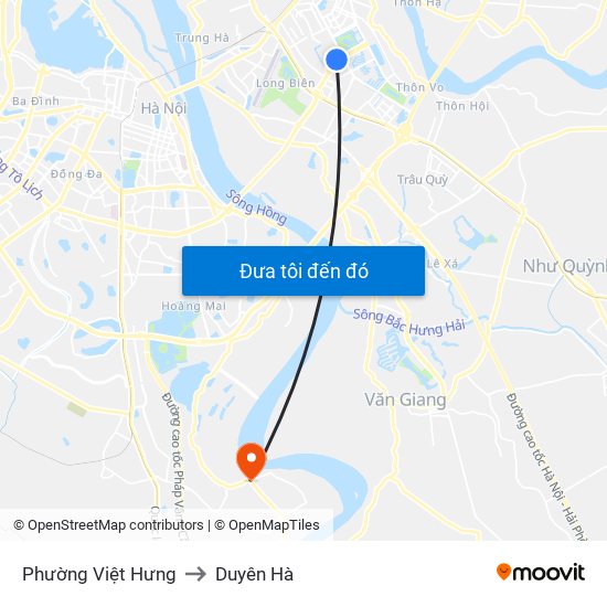 Phường Việt Hưng to Duyên Hà map