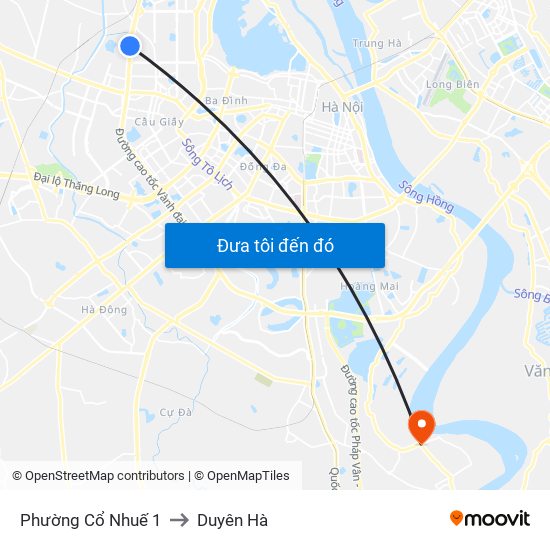 Phường Cổ Nhuế 1 to Duyên Hà map