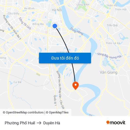 Phường Phố Huế to Duyên Hà map