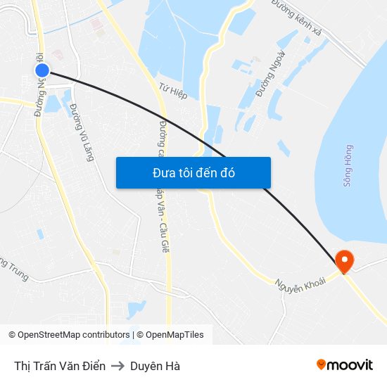 Thị Trấn Văn Điển to Duyên Hà map