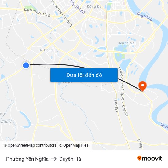 Phường Yên Nghĩa to Duyên Hà map