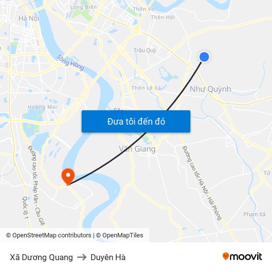 Xã Dương Quang to Duyên Hà map