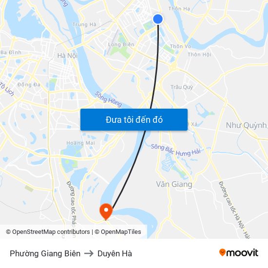 Phường Giang Biên to Duyên Hà map
