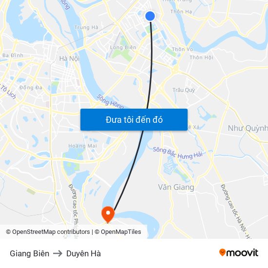 Giang Biên to Duyên Hà map