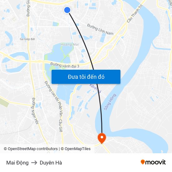 Mai Động to Duyên Hà map