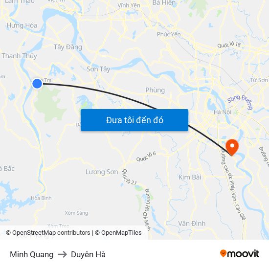 Minh Quang to Duyên Hà map