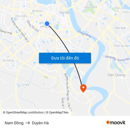Nam Đồng to Duyên Hà map