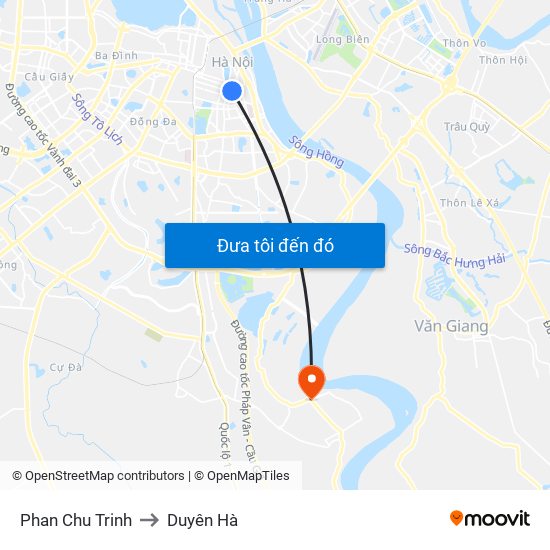 Phan Chu Trinh to Duyên Hà map