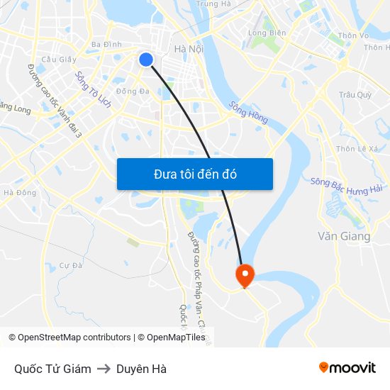 Quốc Tử Giám to Duyên Hà map