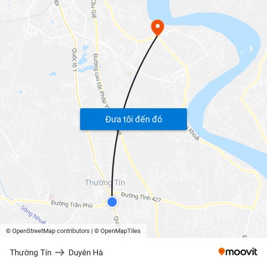 Thường Tín to Duyên Hà map