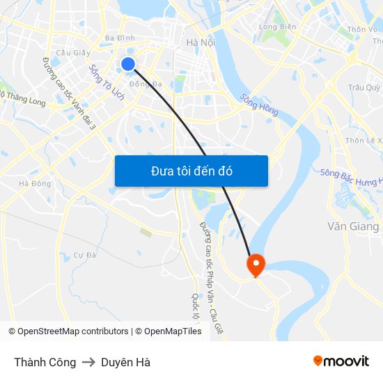 Thành Công to Duyên Hà map
