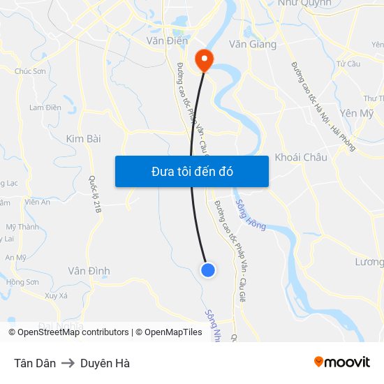 Tân Dân to Duyên Hà map