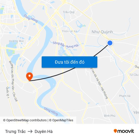 Trưng Trắc to Duyên Hà map