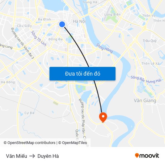 Văn Miếu to Duyên Hà map