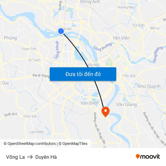Võng La to Duyên Hà map