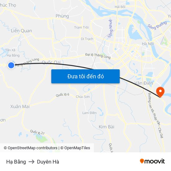 Hạ Bằng to Duyên Hà map