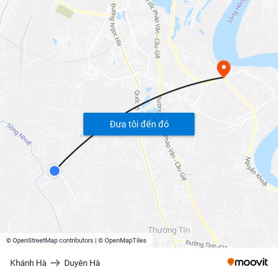 Khánh Hà to Duyên Hà map