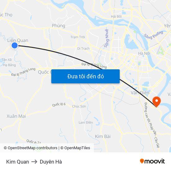 Kim Quan to Duyên Hà map