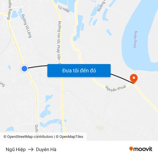 Ngũ Hiệp to Duyên Hà map