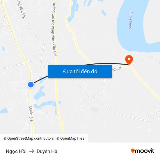 Ngọc Hồi to Duyên Hà map