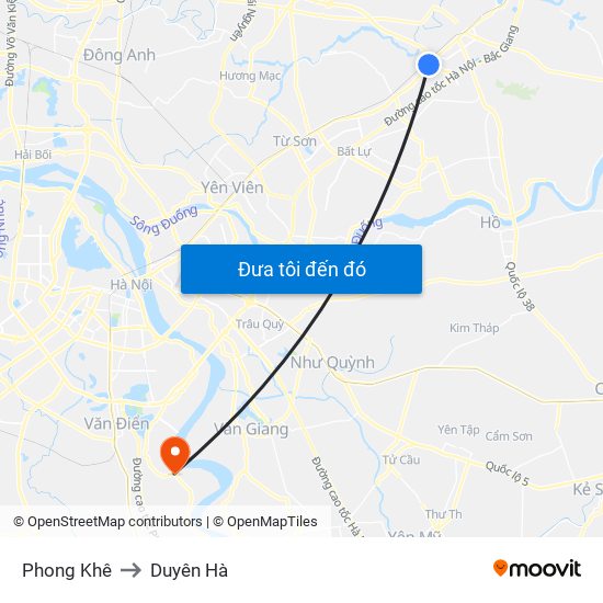 Phong Khê to Duyên Hà map