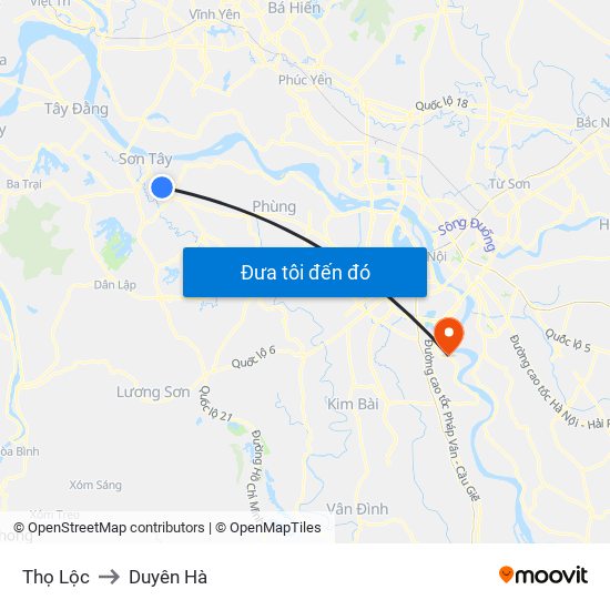 Thọ Lộc to Duyên Hà map