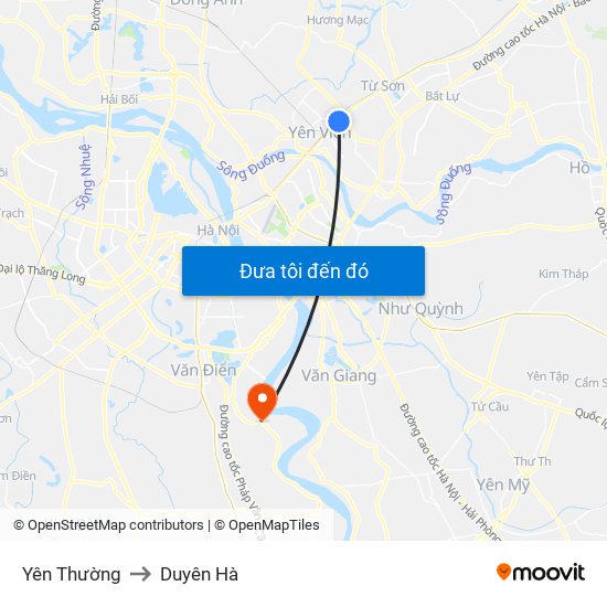 Yên Thường to Duyên Hà map