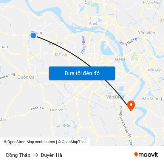Đồng Tháp to Duyên Hà map