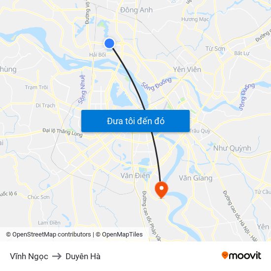 Vĩnh Ngọc to Duyên Hà map