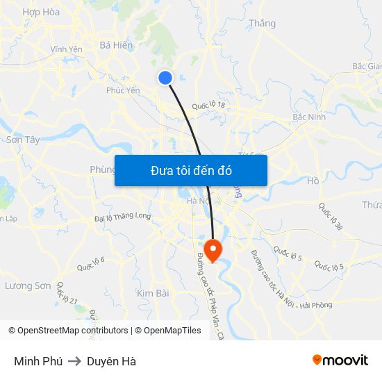 Minh Phú to Duyên Hà map