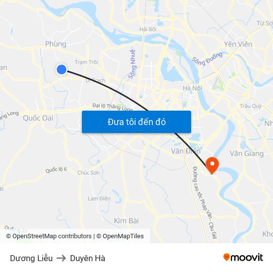 Dương Liễu to Duyên Hà map